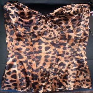 PLT leopard satin corset top